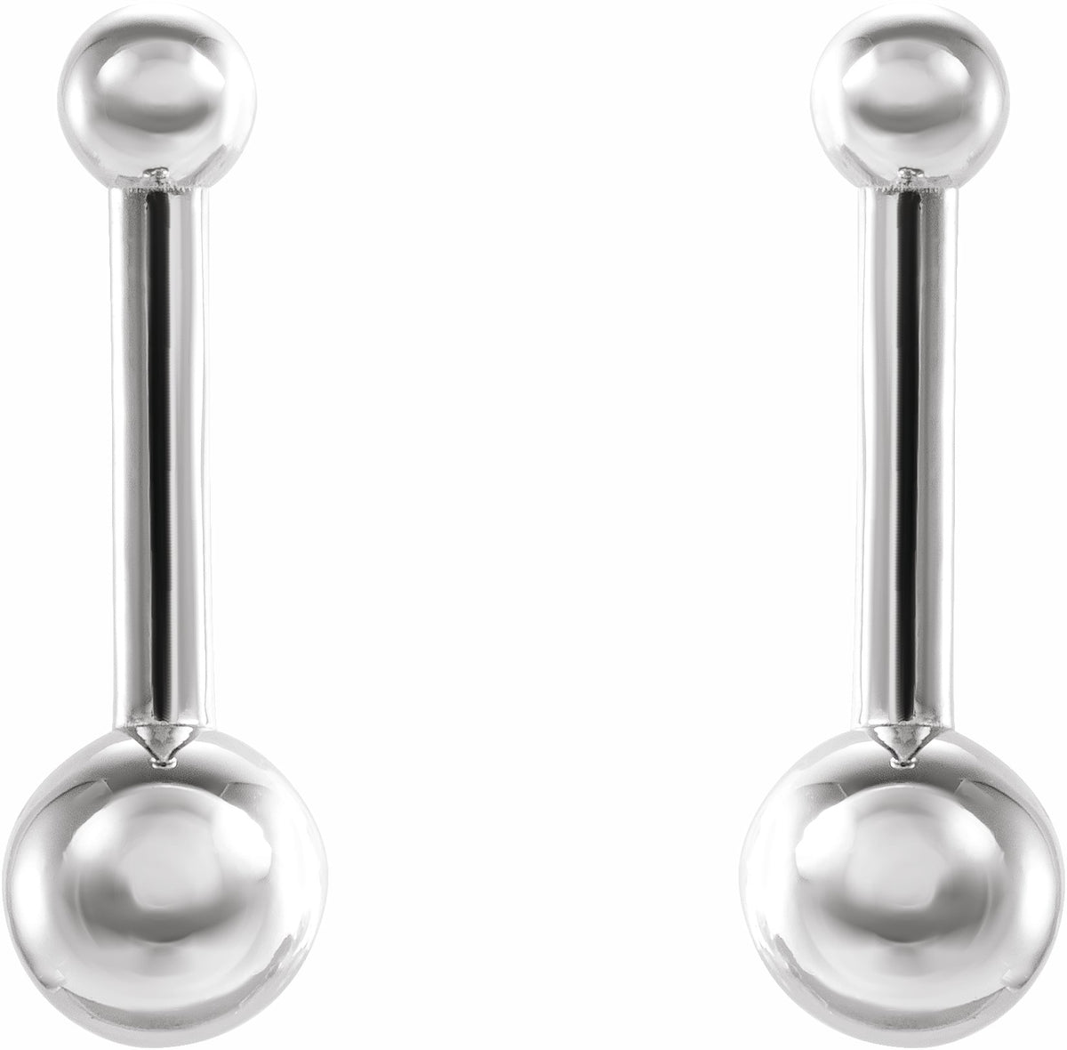 Platinum Bar & Ball Earrings