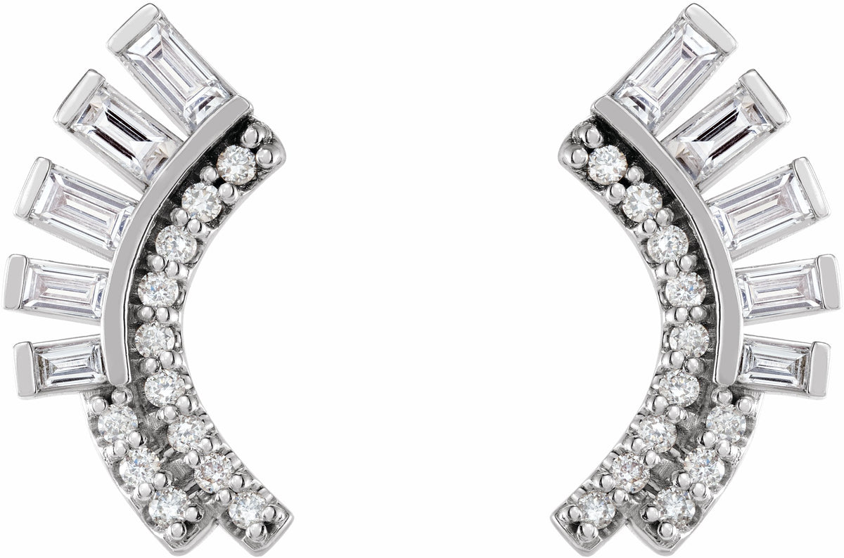 14K White 1/3 CTW Diamond Curved Fan Earrings