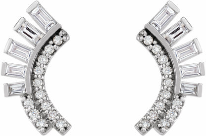 14K White 1/3 CTW Diamond Curved Fan Earrings