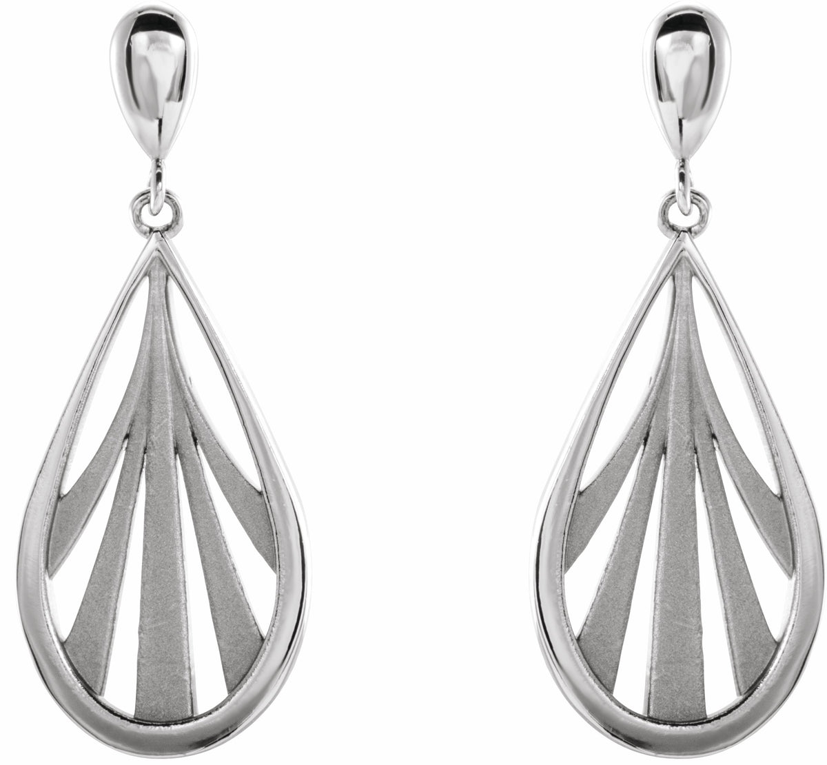 14K White Geometric Dangle Earrings