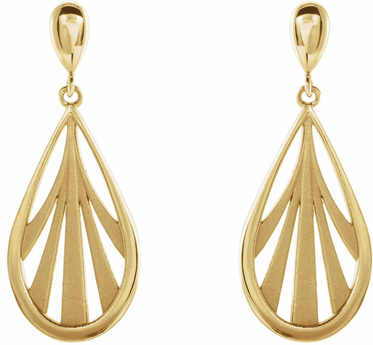 14K Yellow Geometric Dangle Earrings