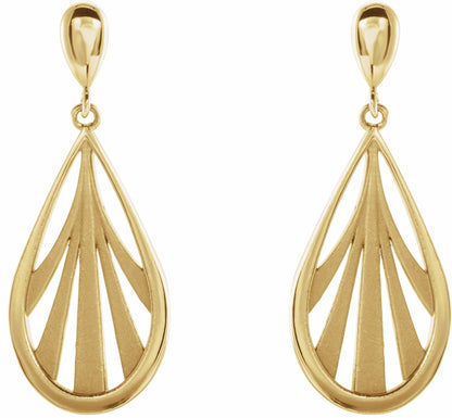 14K Yellow Geometric Dangle Earrings