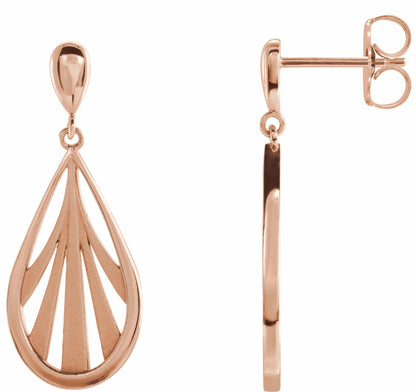 14K Rose Geometric Dangle Earrings