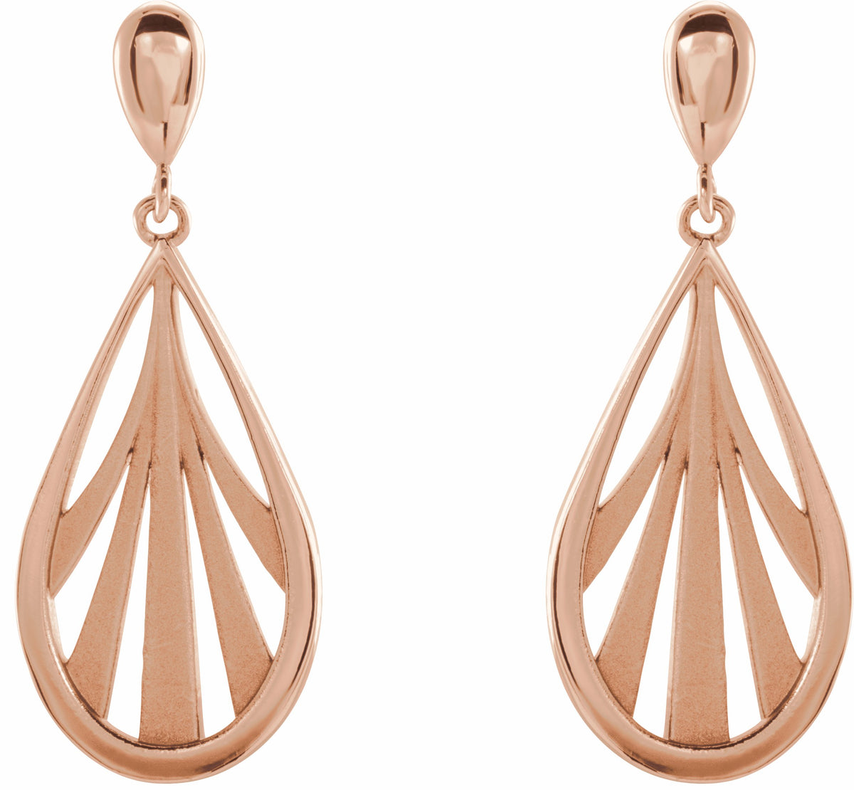 14K Rose Geometric Dangle Earrings