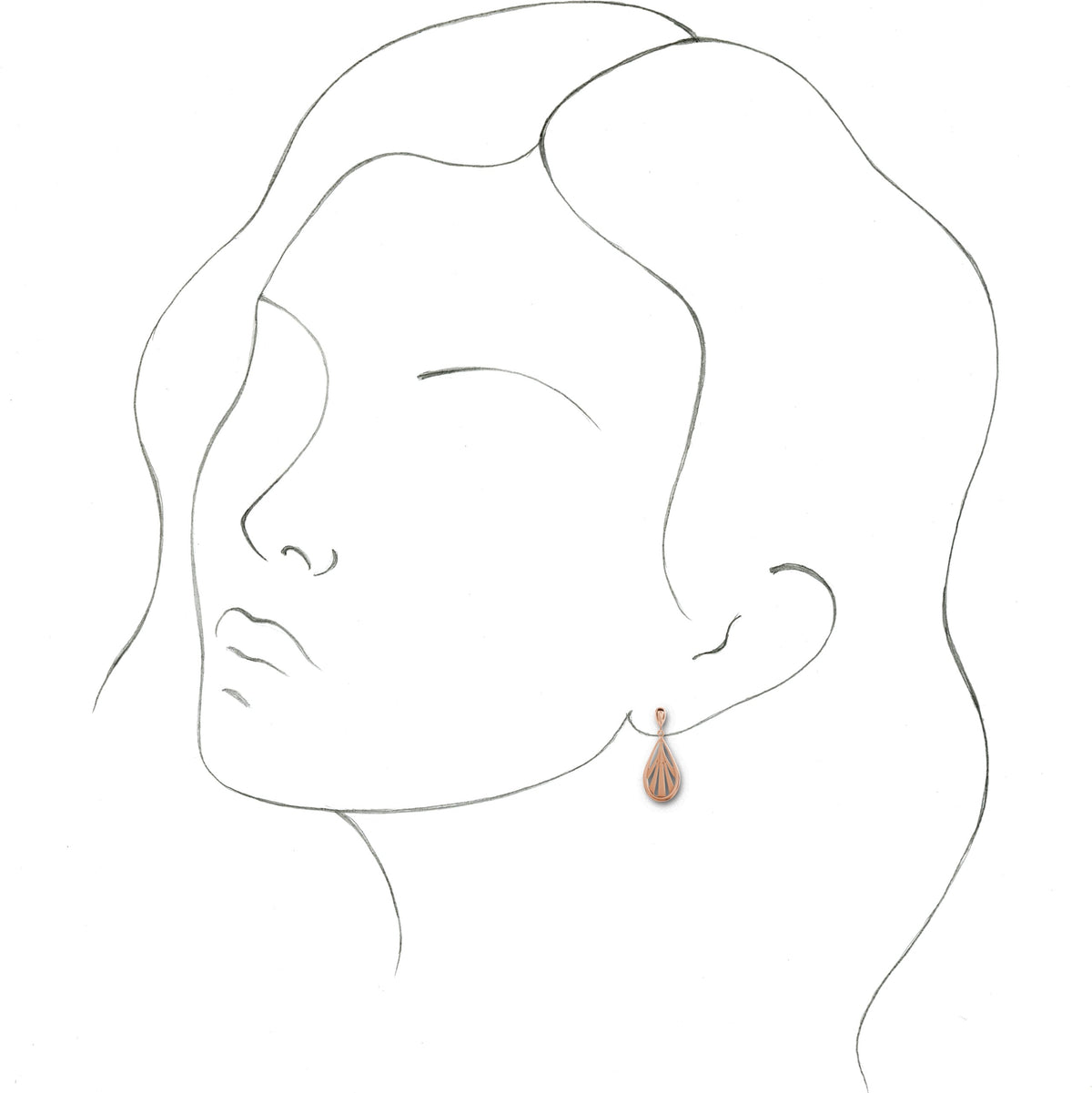 14K Rose Geometric Dangle Earrings