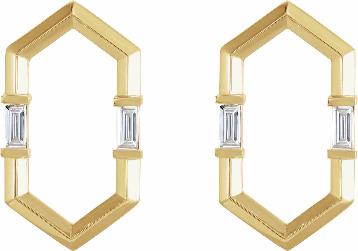 14K Yellow 1/3 CTW Diamond Geometric Earrings