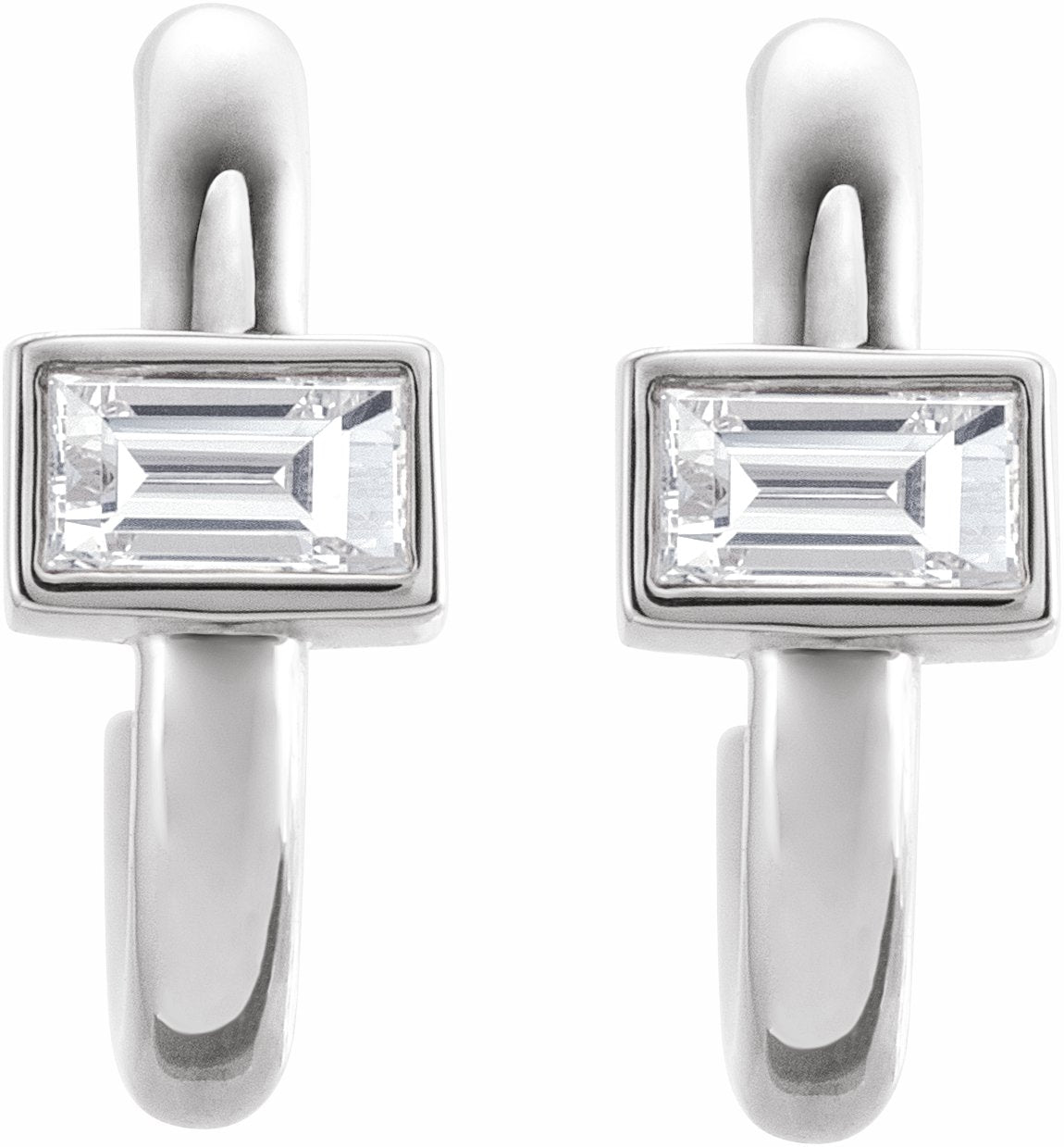 14K White 1/5 CTW Diamond J-Hoop Earrings