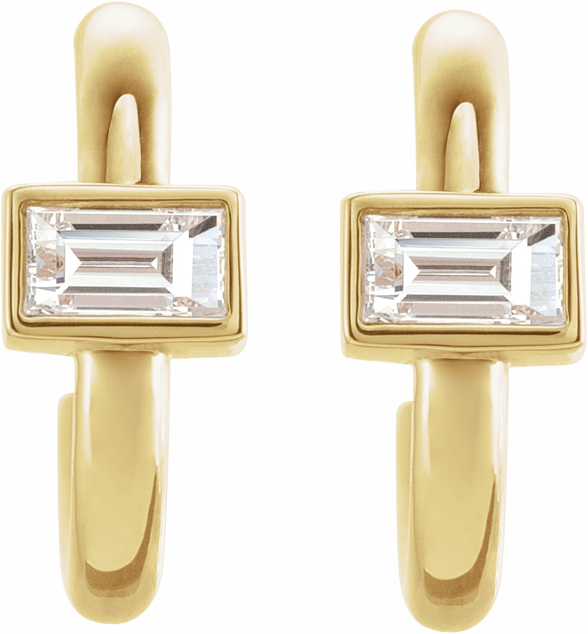 14K Yellow 1/5 CTW Diamond J-Hoop Earrings