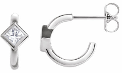 14K White 1/3 CTW Diamond Hoop Earrings
