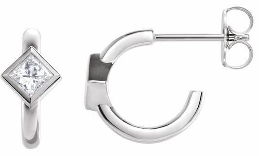 14K White 1/3 CTW Diamond Hoop Earrings