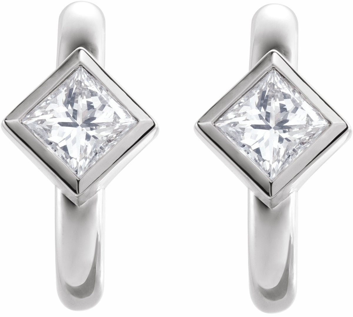 14K White 1/3 CTW Diamond Hoop Earrings
