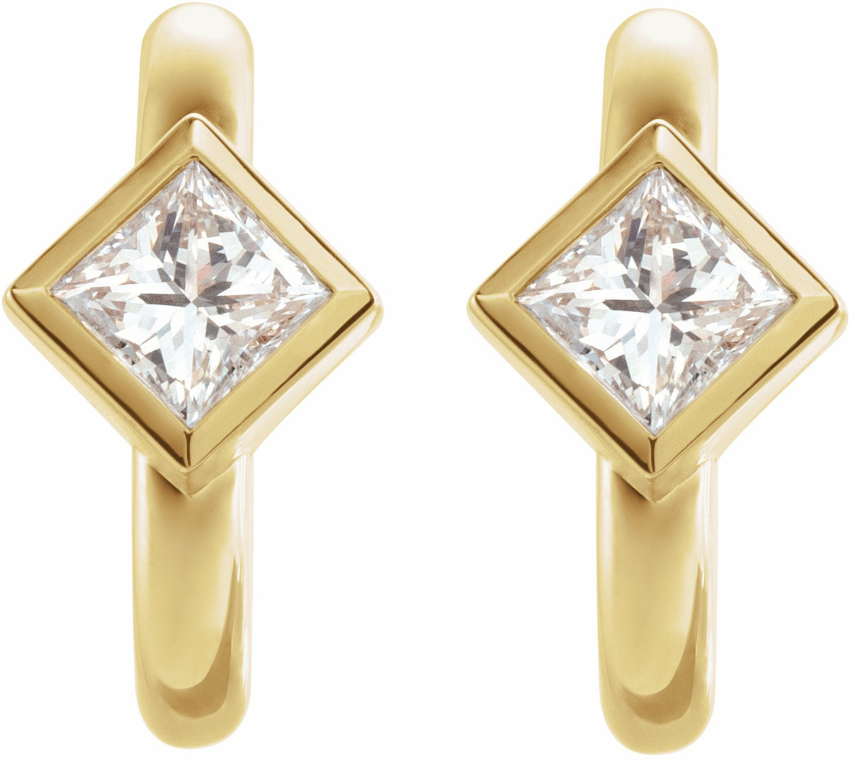 14K Yellow 1/3 CTW Diamond Hoop Earrings