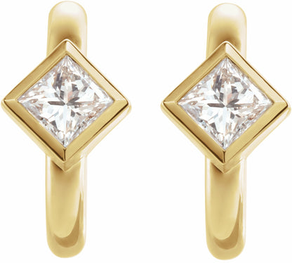 14K Yellow 1/3 CTW Diamond Hoop Earrings