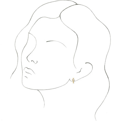 14K Yellow 1/3 CTW Diamond Hoop Earrings