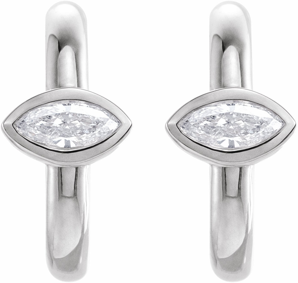 14K White 1/8 CTW Diamond Hoop Earrings