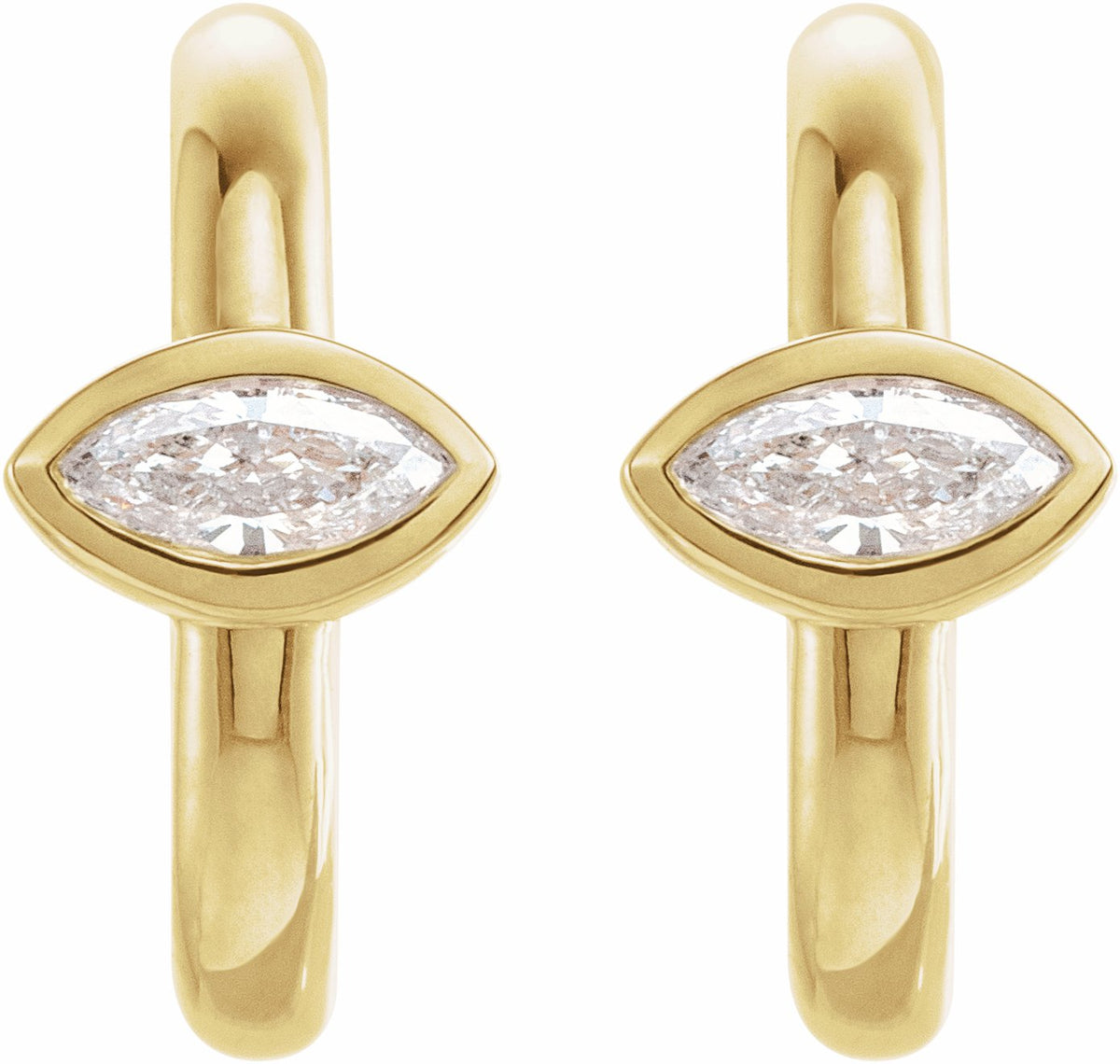 14K Yellow 1/8 CTW Diamond Hoop Earrings
