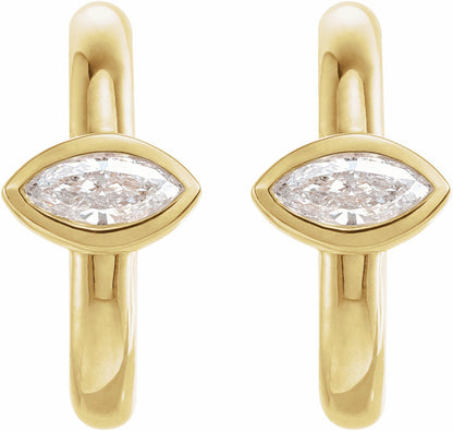 14K Yellow 1/8 CTW Diamond Hoop Earrings