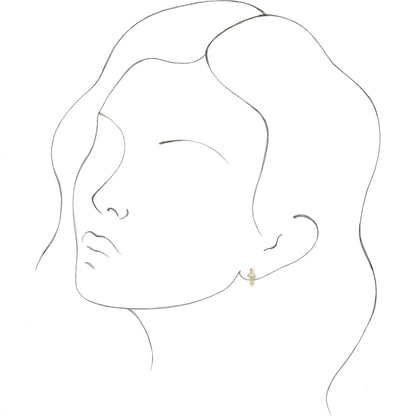 14K Yellow 1/8 CTW Diamond Hoop Earrings