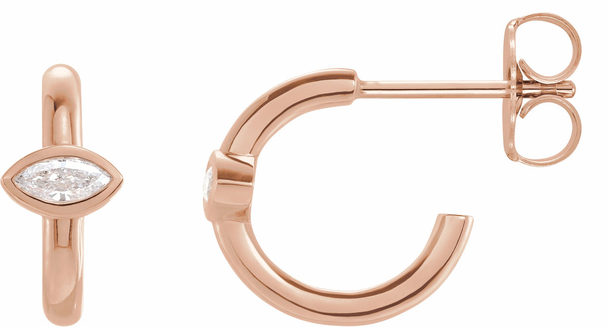14K Rose 1/8 CTW Diamond Hoop Earrings