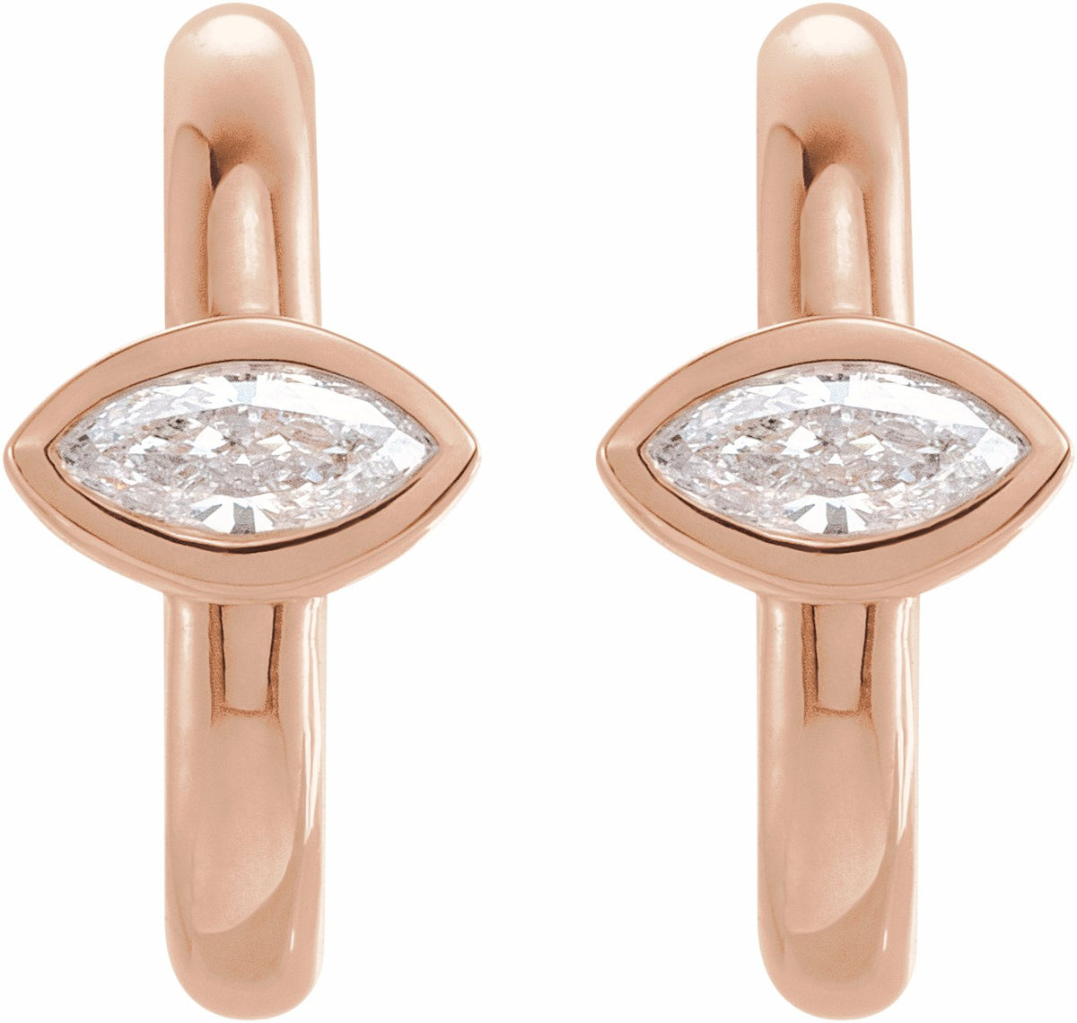 14K Rose 1/8 CTW Diamond Hoop Earrings