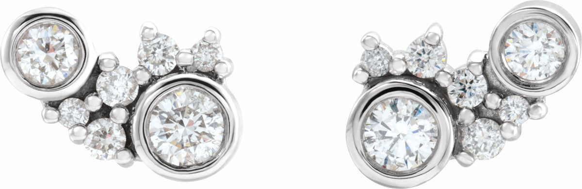 Platinum 1/4 CTW Diamond Scattered Bezel-Set Earrings