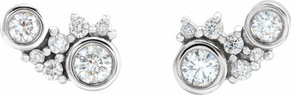 Platinum 1/4 CTW Diamond Scattered Bezel-Set Earrings