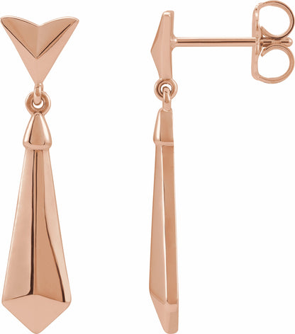 14K Rose Geometric Dangle Earrings