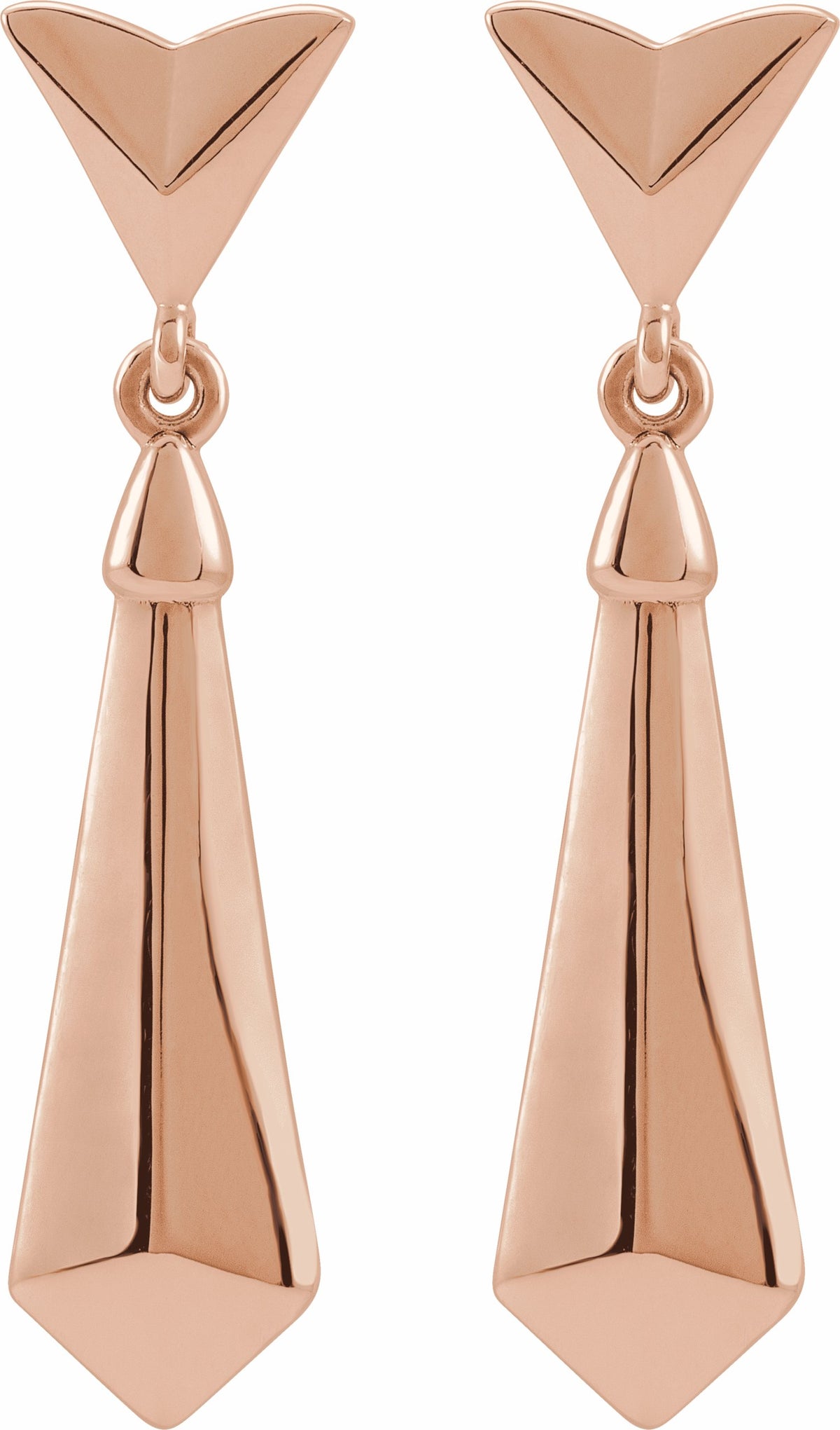 14K Rose Geometric Dangle Earrings
