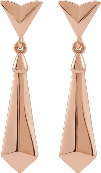 14K Rose Geometric Dangle Earrings