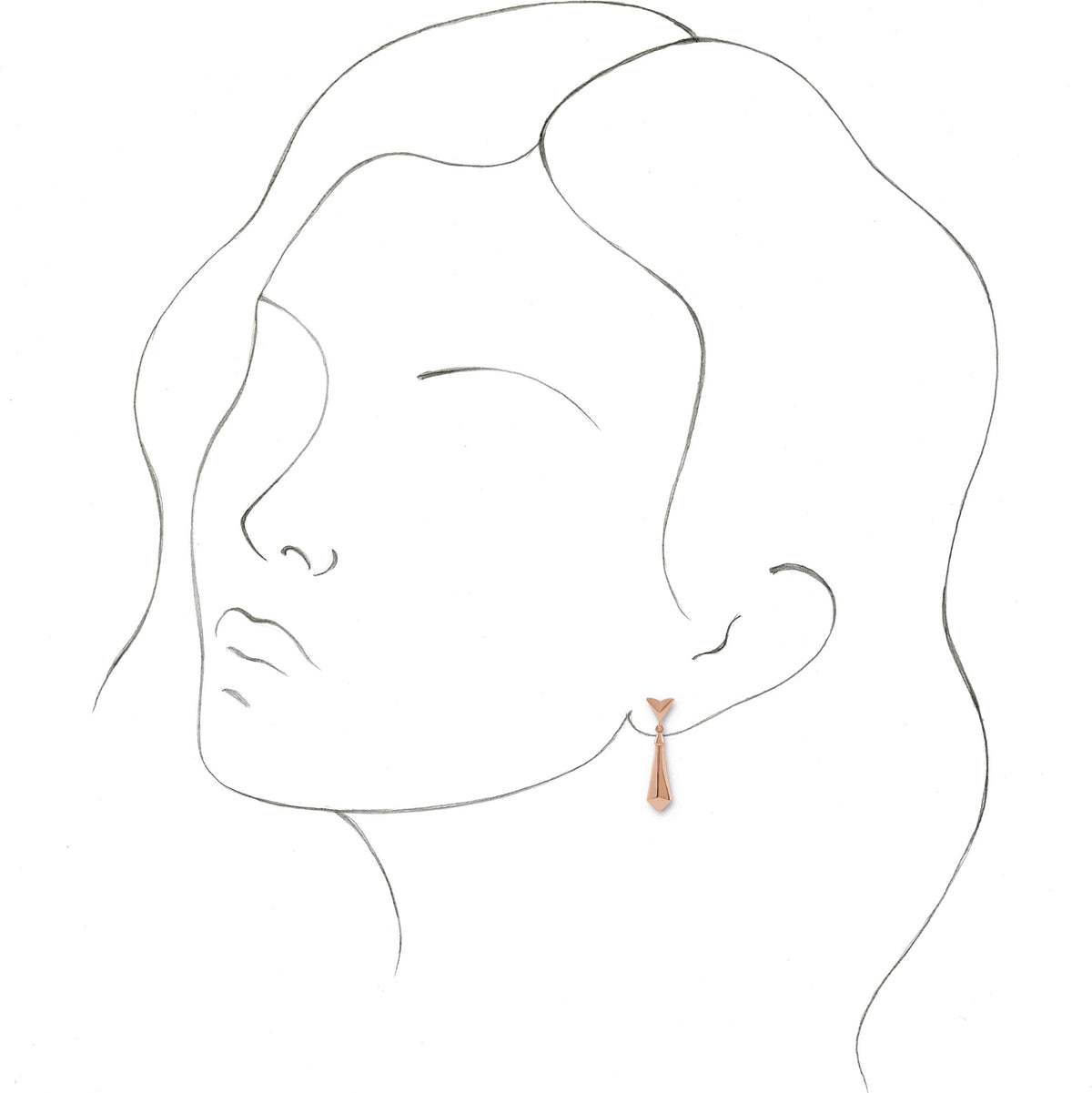 14K Rose Geometric Dangle Earrings