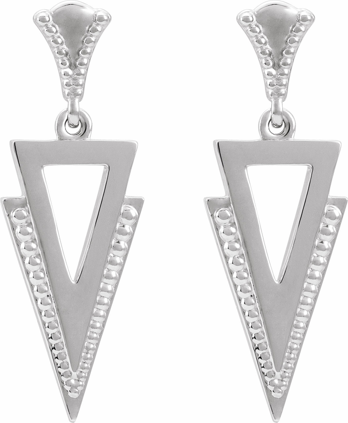 14K White Geometric Dangle Earrings