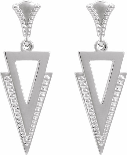 14K White Geometric Dangle Earrings