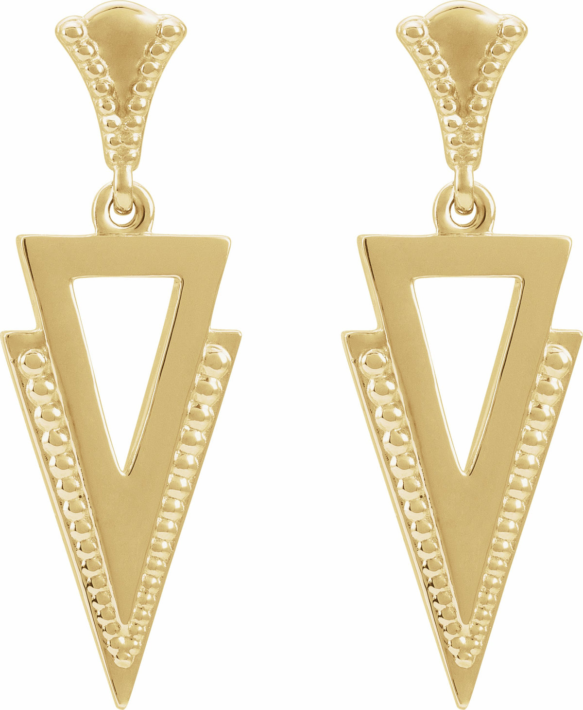 14K Yellow Geometric Dangle Earrings