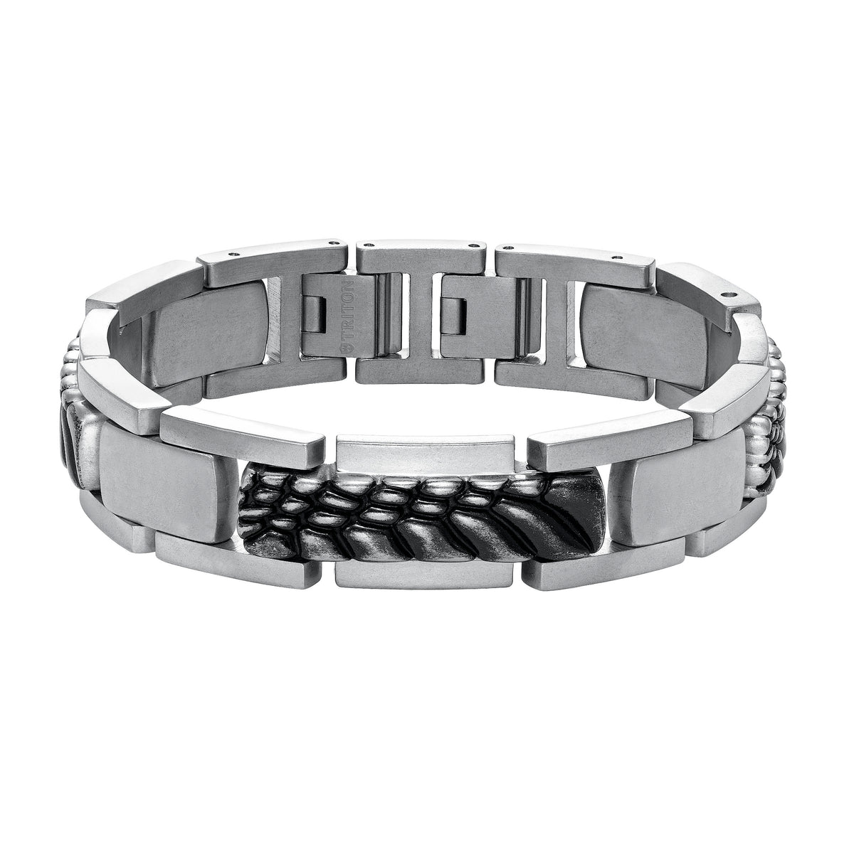 Textured steel link bracelet