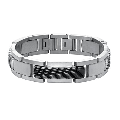 Textured steel link bracelet