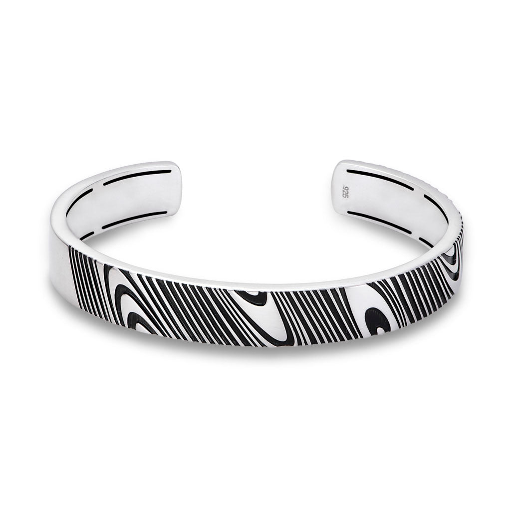 8.5 10mm cuff damascus & silver