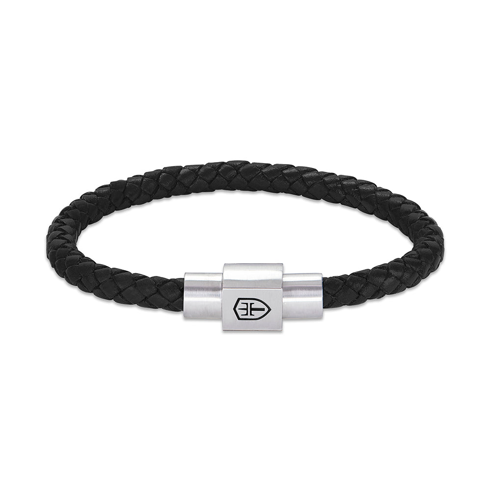 8.5 Silver and Yellow Leather Braided Bracelet