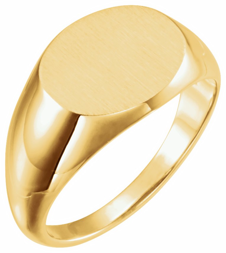 14K Yellow 14x12 mm Oval Signet Ring