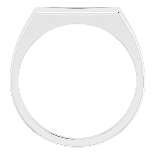 14K White 15x7 mm Rectangle Signet Ring