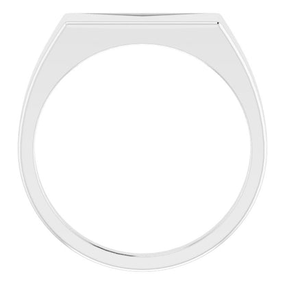 14K White 15x7 mm Rectangle Signet Ring