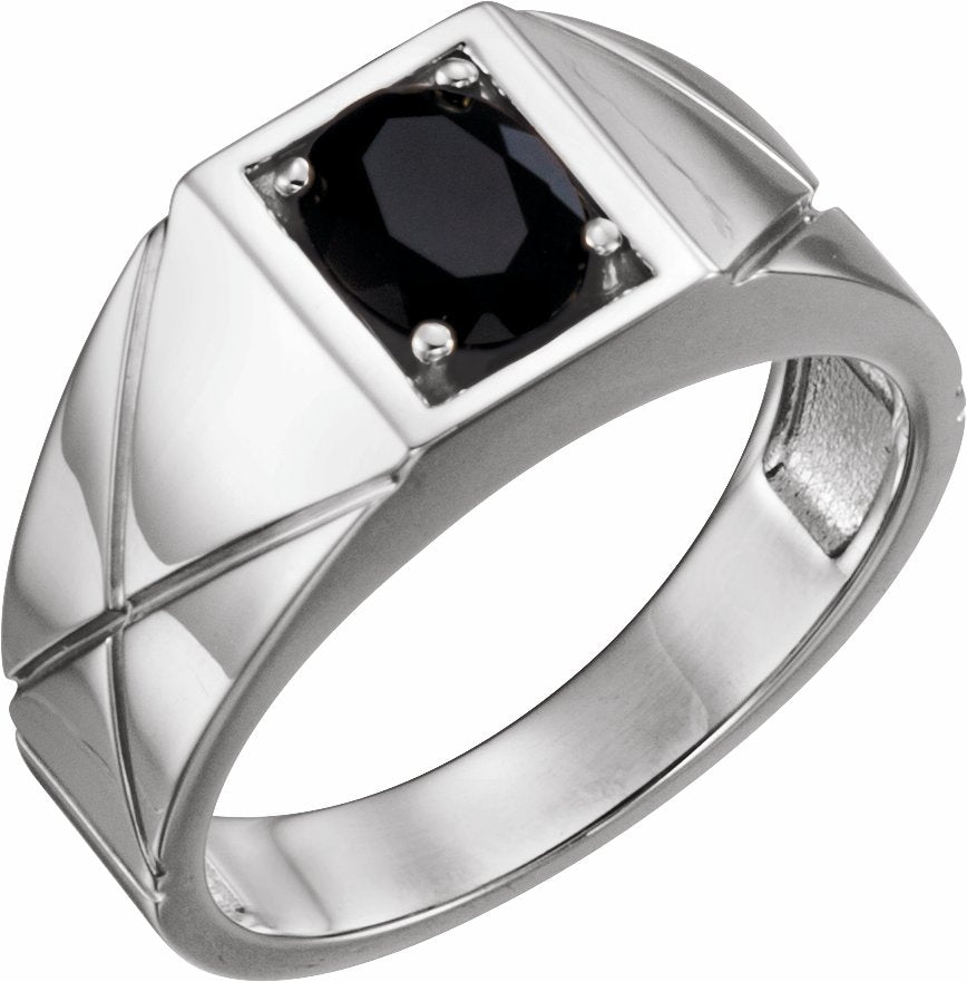 14K White Onyx Ring