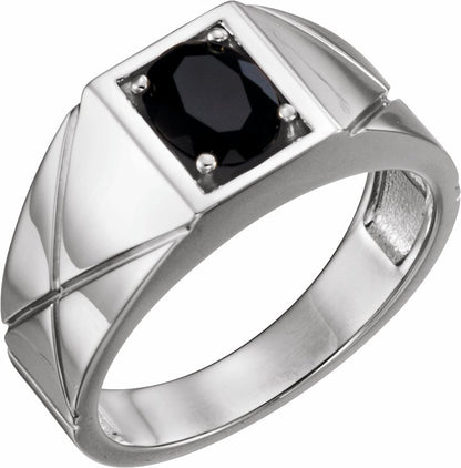 14K White Onyx Ring