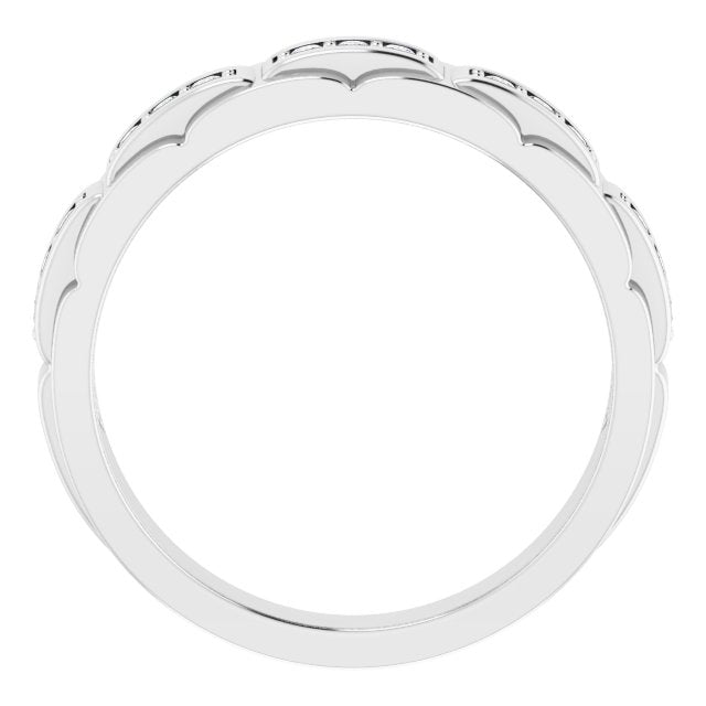 14K White 1/4 CTW Diamond Pattern Ring