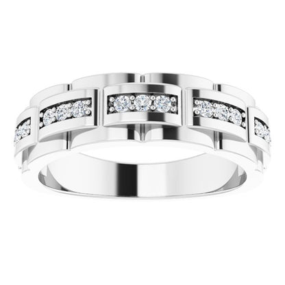 14K White 1/4 CTW Diamond Pattern Ring