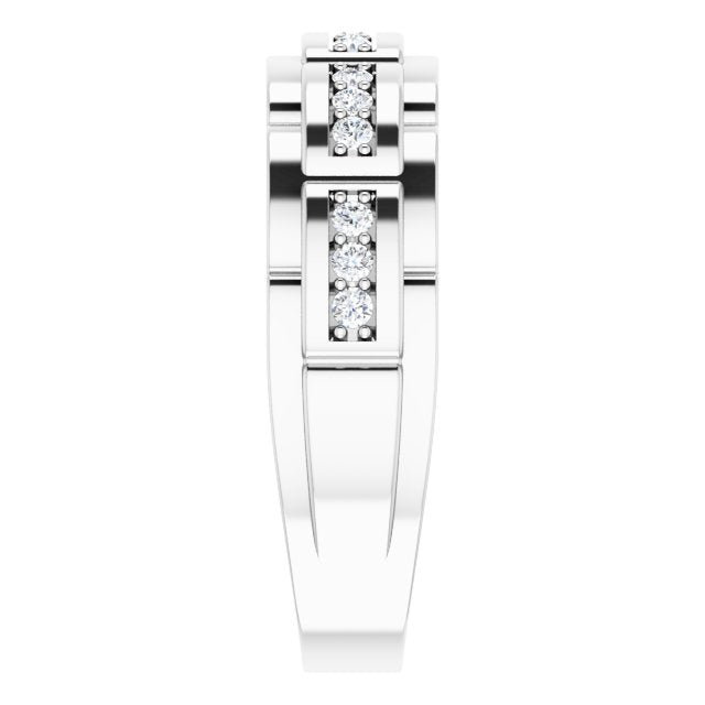 14K White 1/4 CTW Diamond Pattern Ring