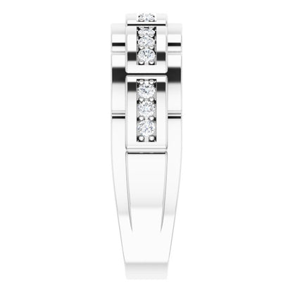 14K White 1/4 CTW Diamond Pattern Ring