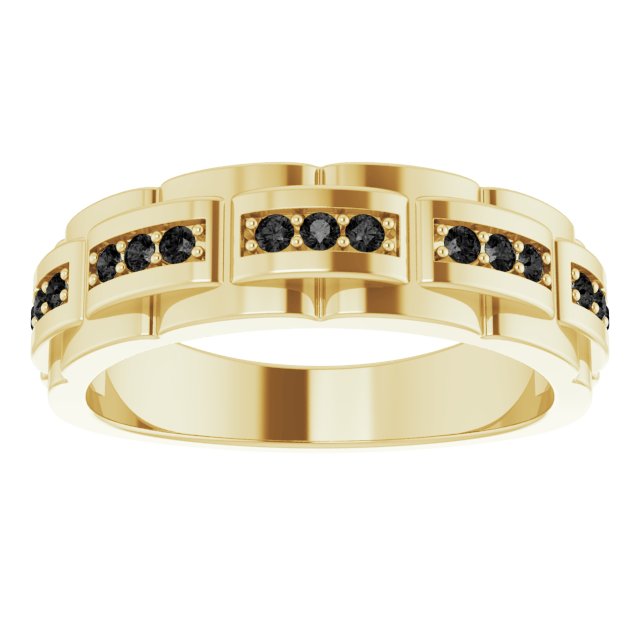 14K Yellow 1/4 CTW Black Diamond Pattern Ring