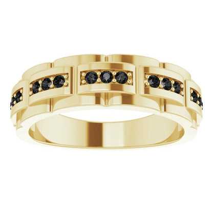 14K Yellow 1/4 CTW Black Diamond Pattern Ring