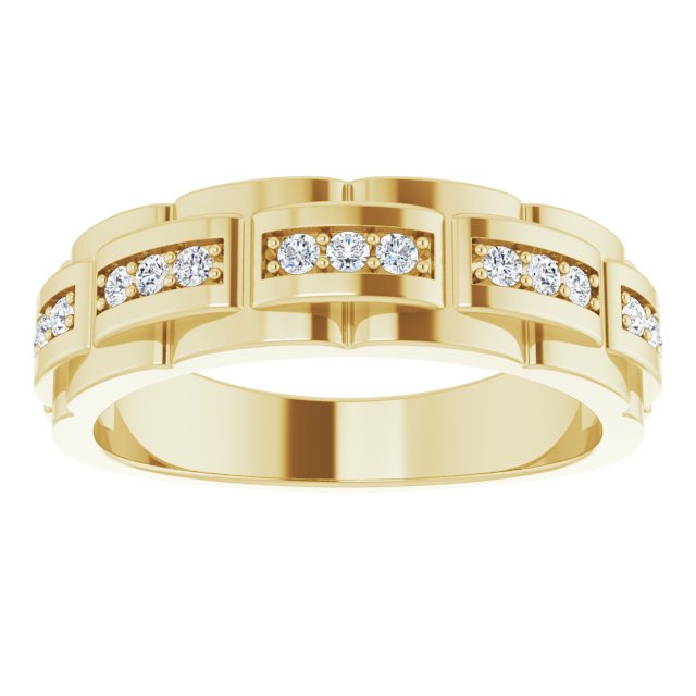 14K Yellow 1/4 CTW Diamond Pattern Ring