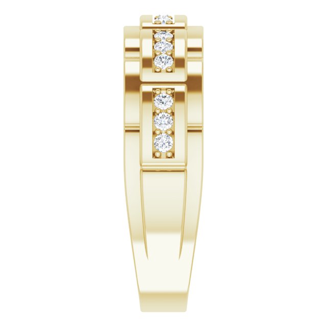 14K Yellow 1/4 CTW Diamond Pattern Ring